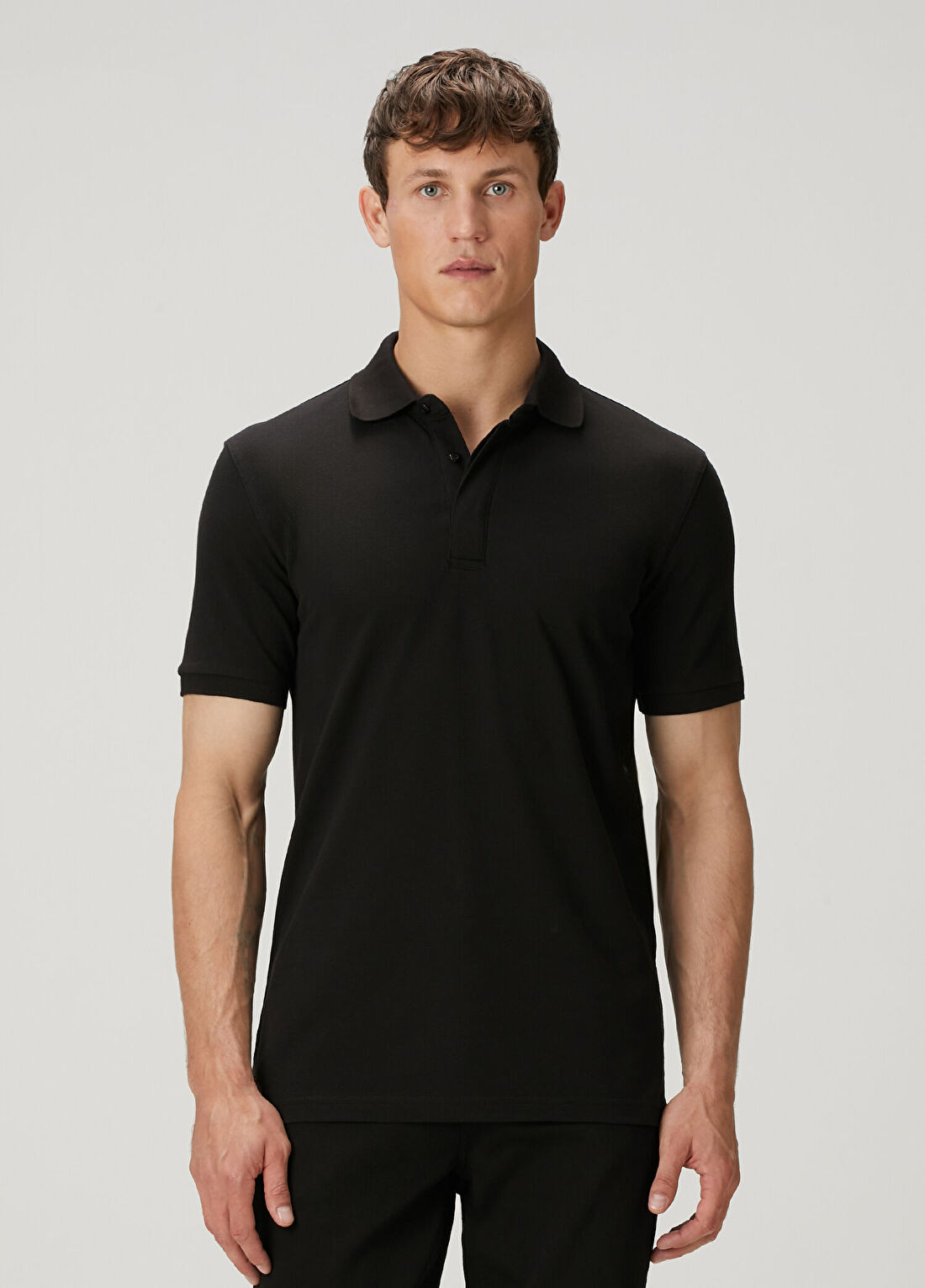 Bernotti Siyah Polo Yaka Logo Baskılı T-shirt