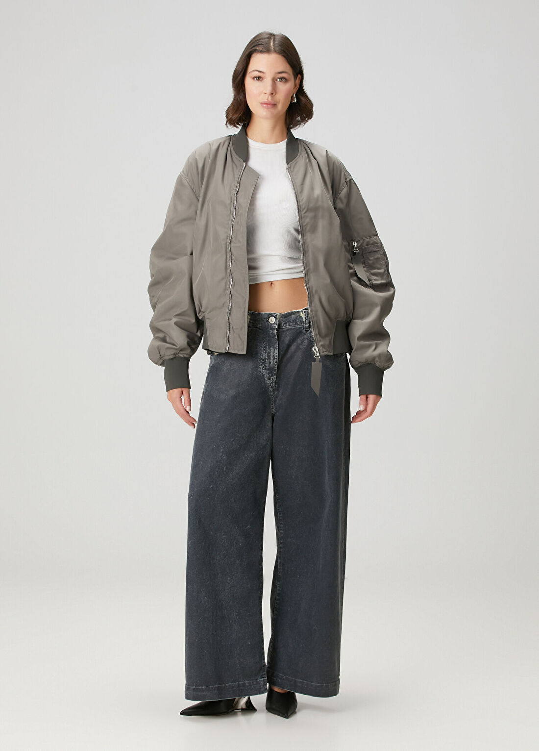 The Attico Anja Gri Bomber Ceket görsel 2