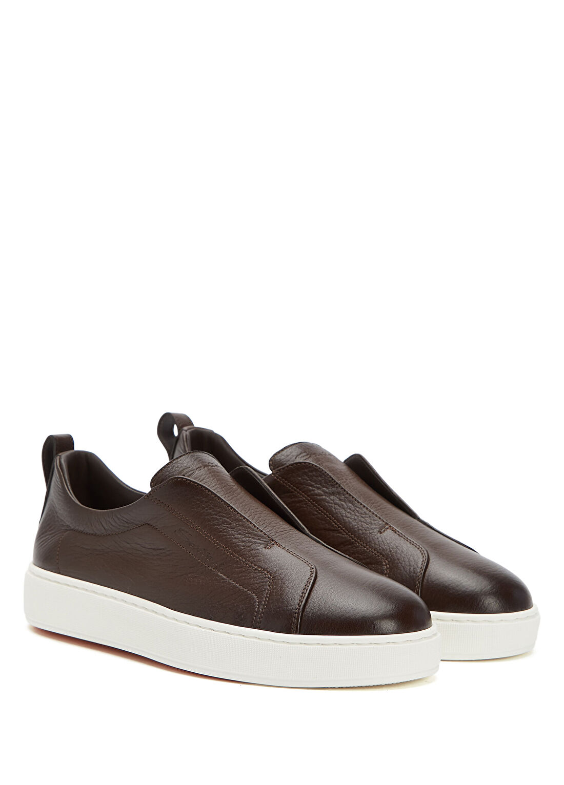 Santoni Sport Victory Kahverengi Erkek Deri Sneaker görsel 2