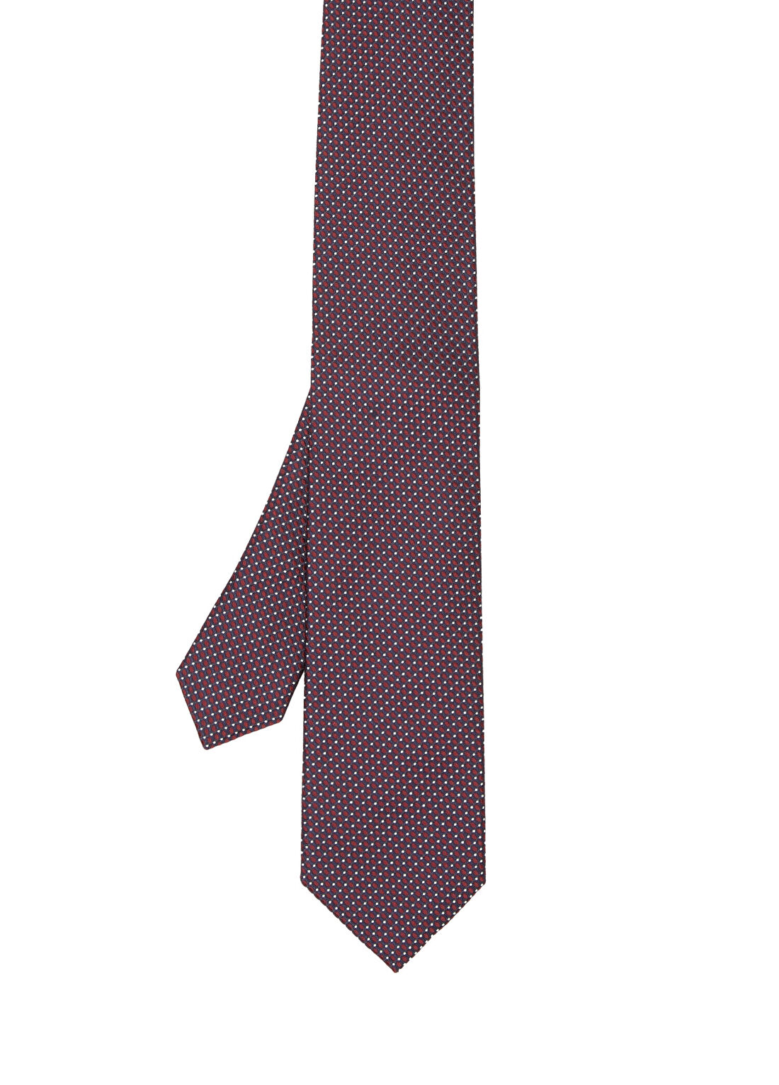 Corneliani Bordo Geometrik Desenli İpek Kravat