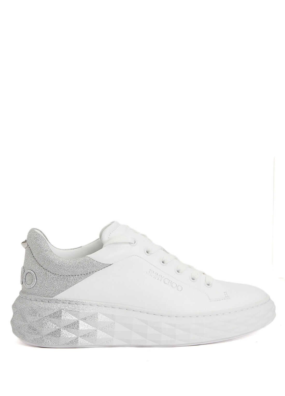 Jimmy Choo Diamond Maxi/F II Beyaz Silver Kadın Deri Sneaker