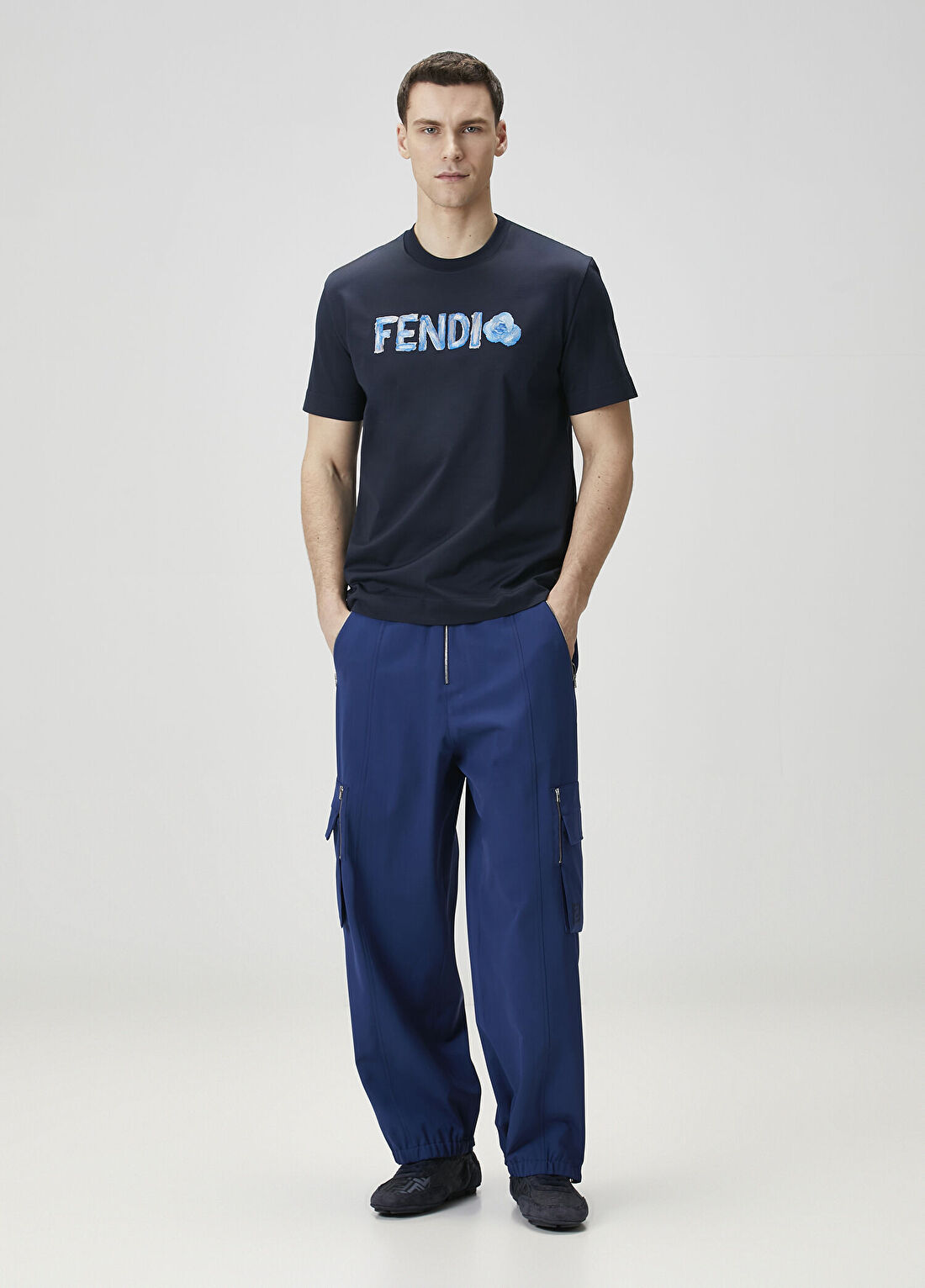Fendi Lacivert Fermuar Detaylı Yün Pantolon