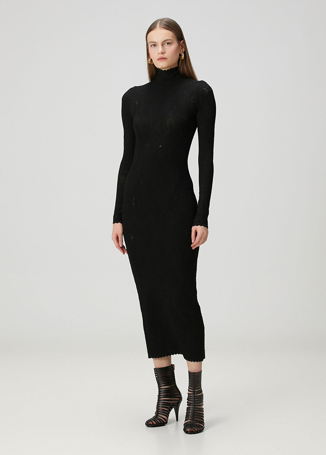 Givenchy Siyah Dantel Dokulu Midi Elbise görsel 2