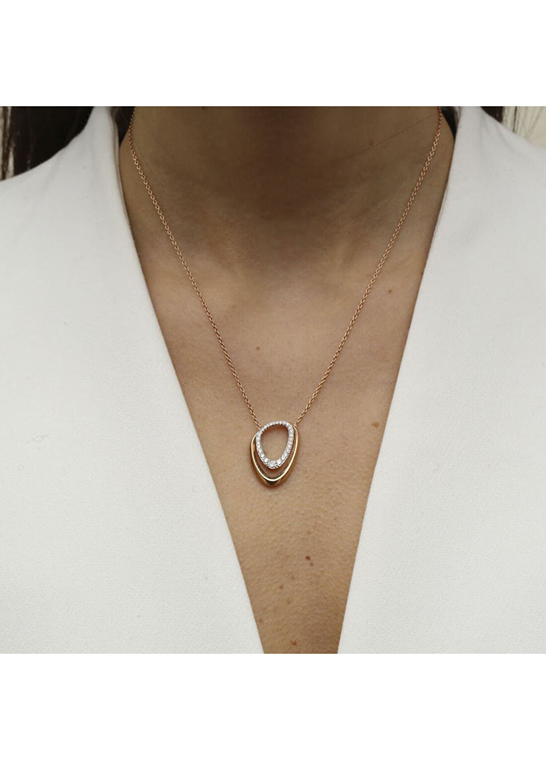 Reis Kuyumculuk Coexist Necklace 14 Ayar Altın Kadın Pırlanta Kolye