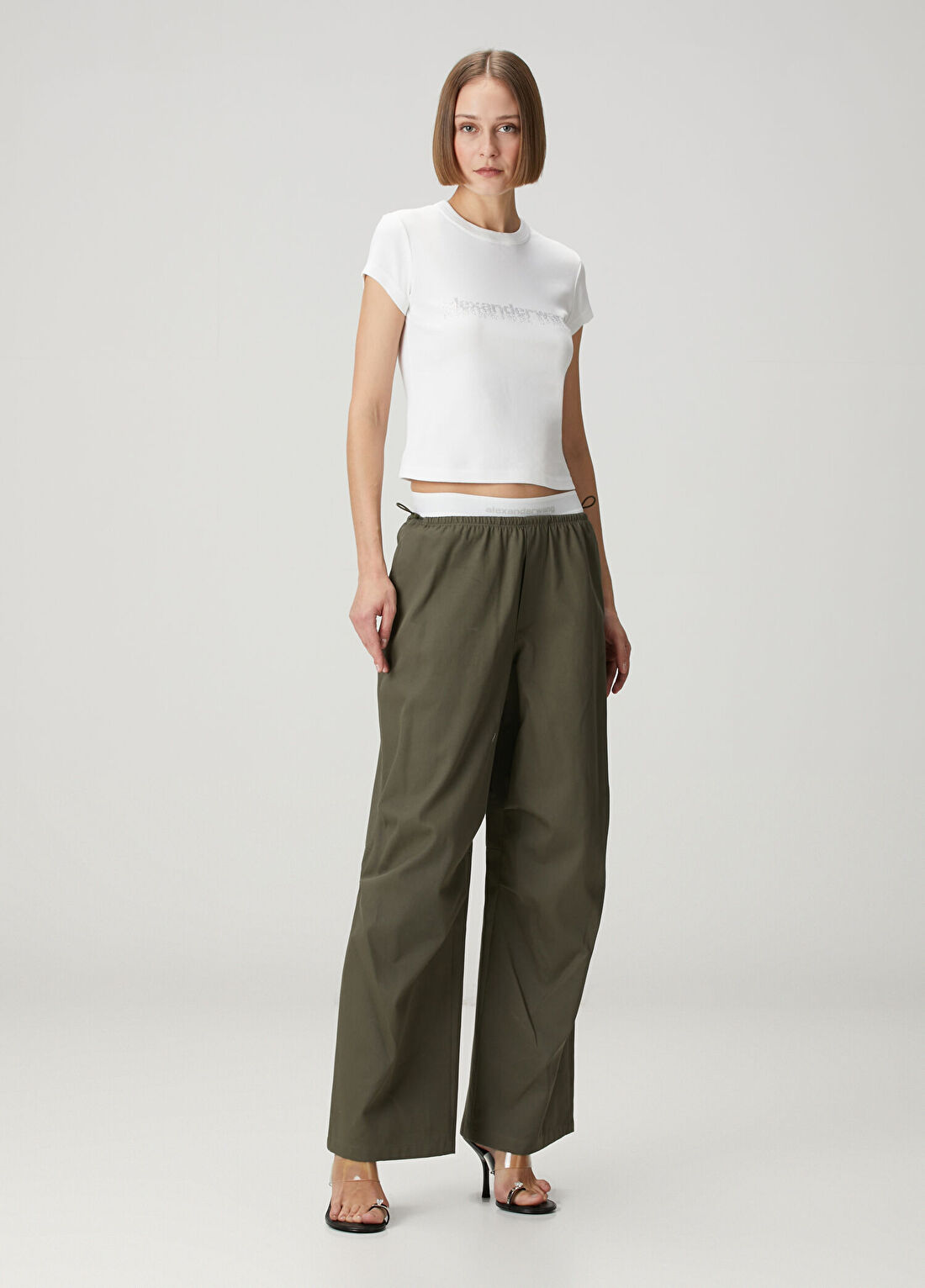 Alexander Wang Haki Logo Bantlı Pantolon