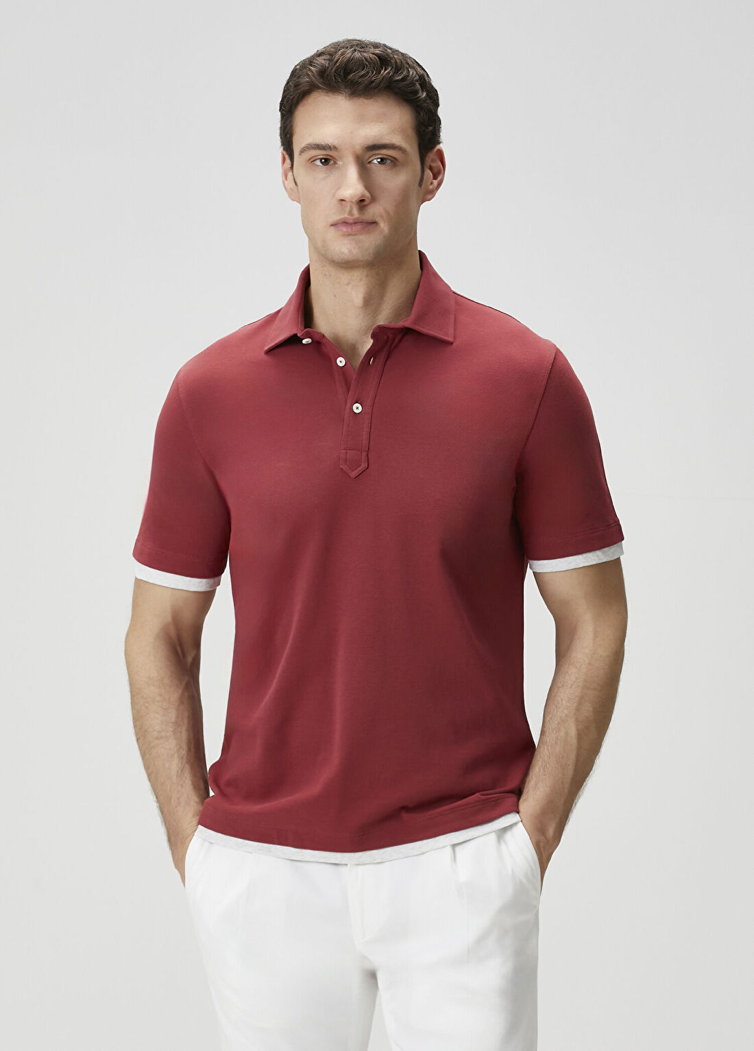 Brunello Cucinelli Bordo Polo Yaka T-shirt