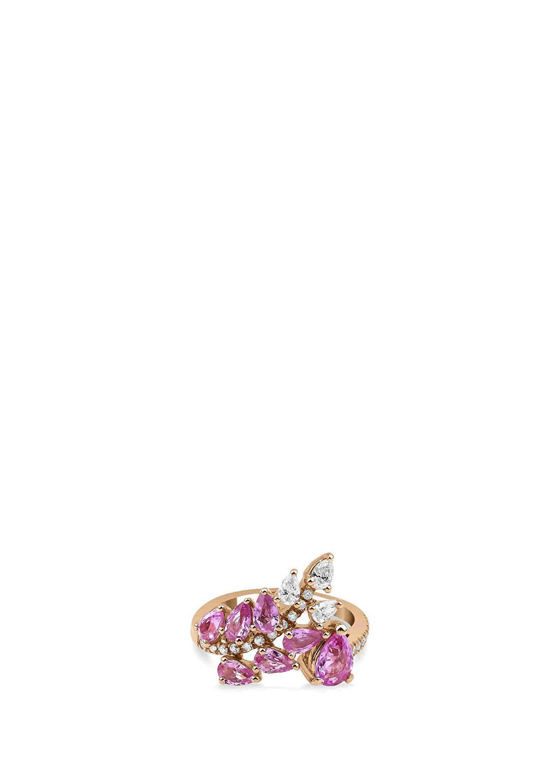 Mov Diamond Yuse Pembe Safir ve Pırlanta Taşlı 14 Ayar Altın Kadın Yüzük