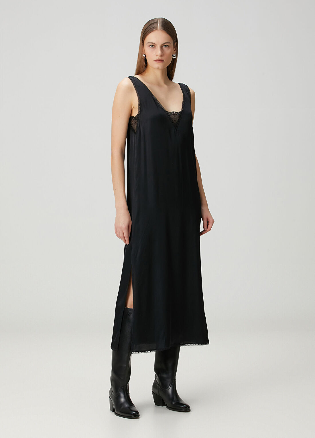 Zadig&Voltaire Renzo Siyah Midi Saten Elbise