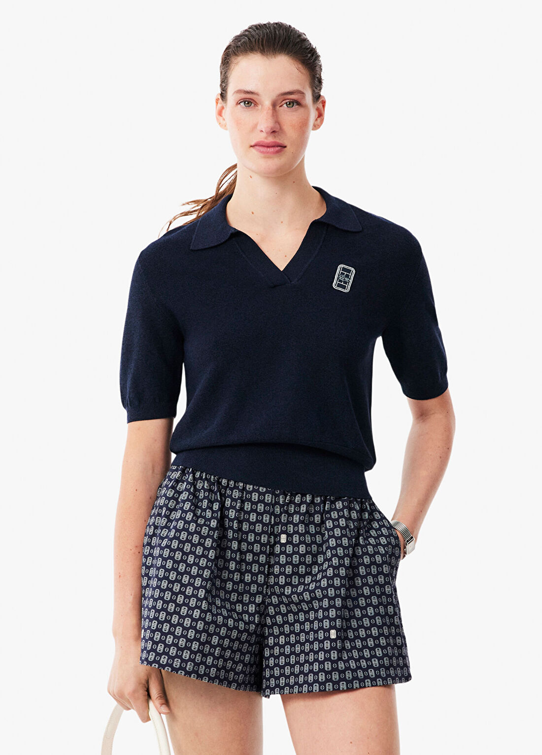 Lacoste Lacivert Regular Fit Polo Yaka Kısa Kollu Kadın Triko T-shirt