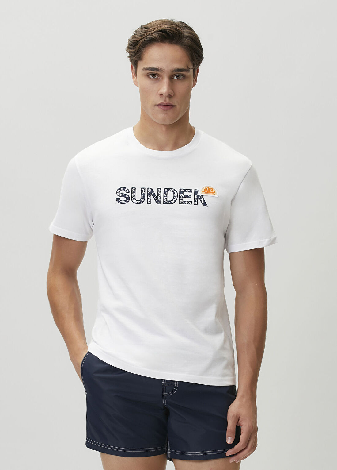 Sundek Beyaz Logo Nakışlı T-shirt