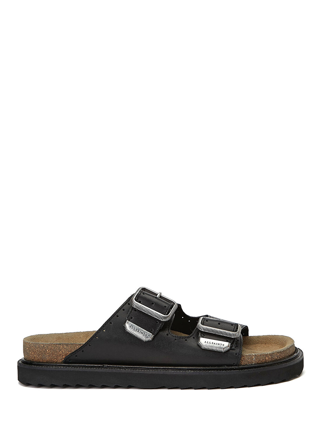 AllSaints Randal Siyah Erkek Deri Terlik