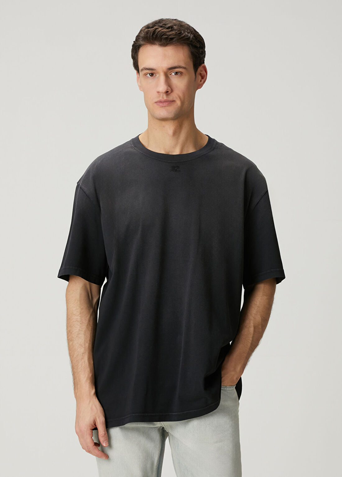 Courreges Siyah Oversized T-shirt