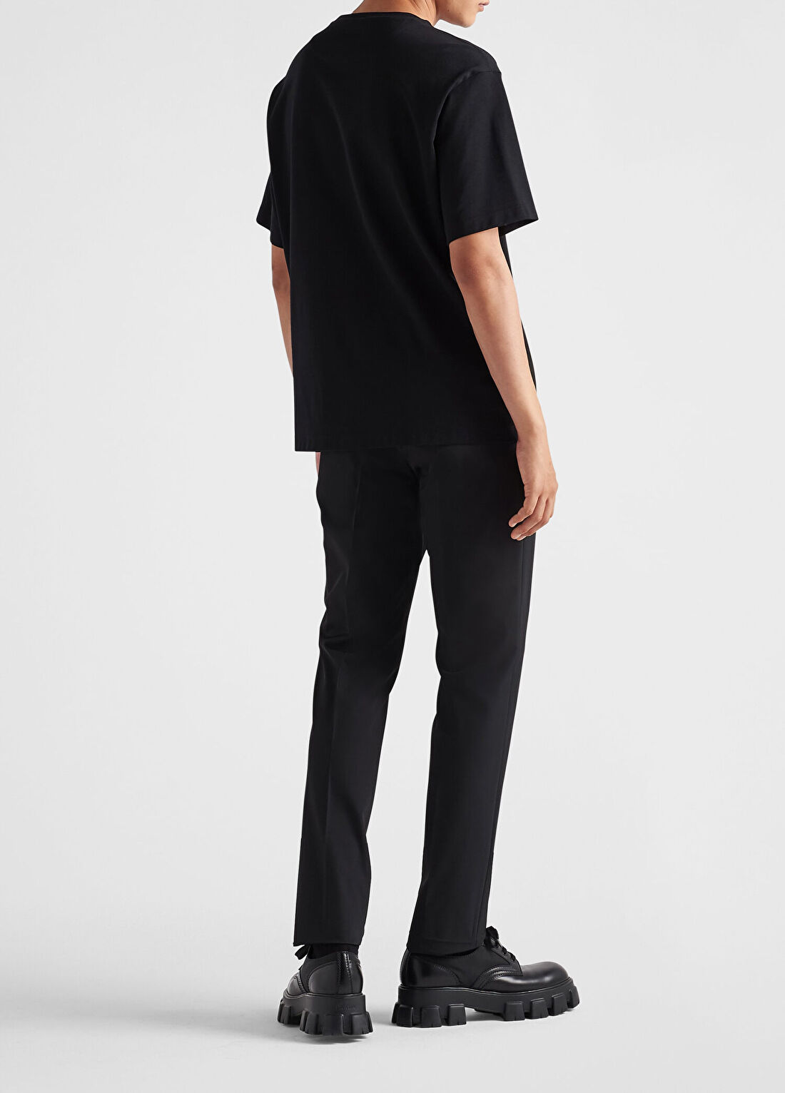 Prada Siyah Pamuklu Kısa Kollu Erkek T-shirt görsel 3