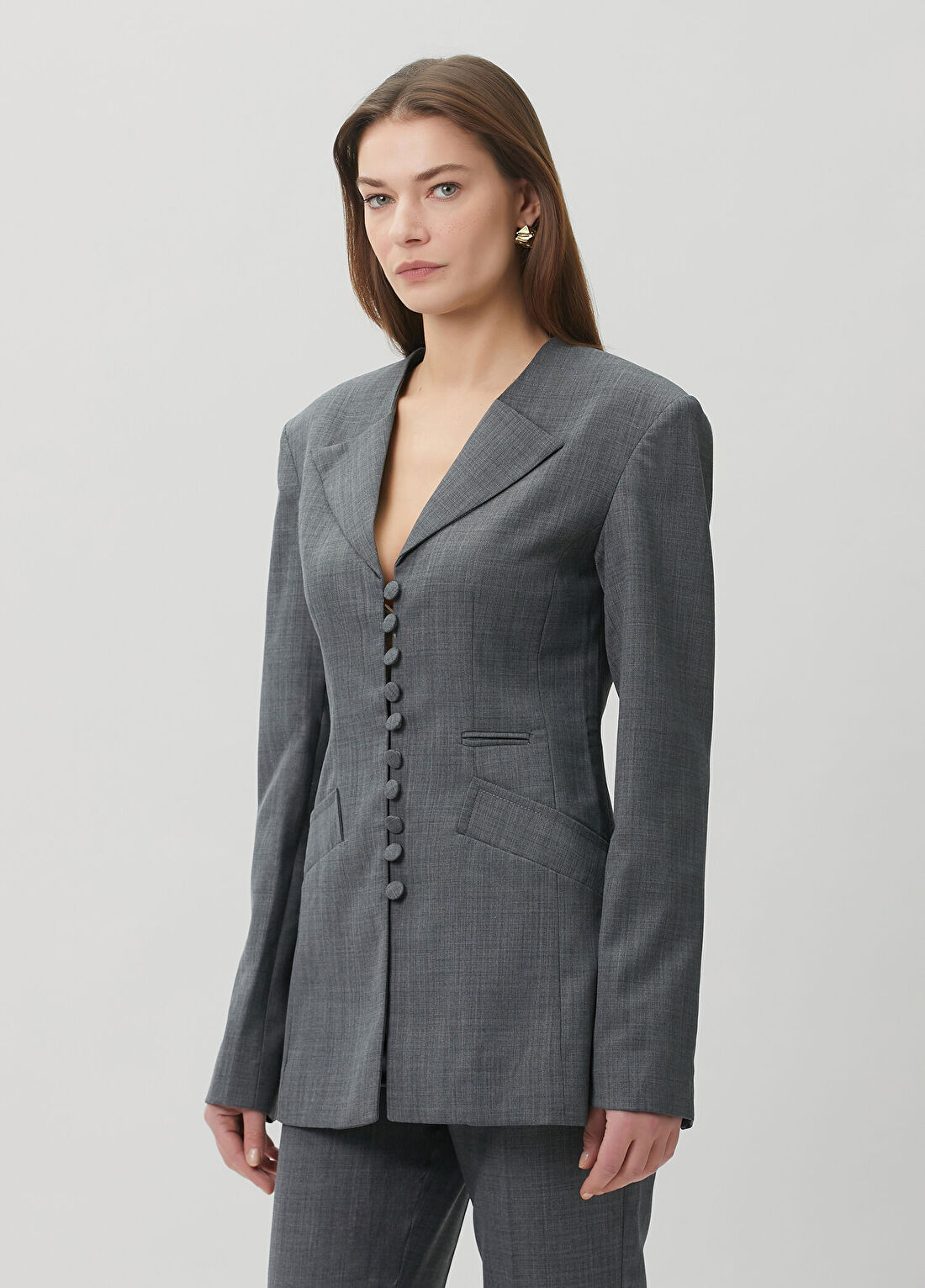 Ganni Koyu Gri Yün Blazer