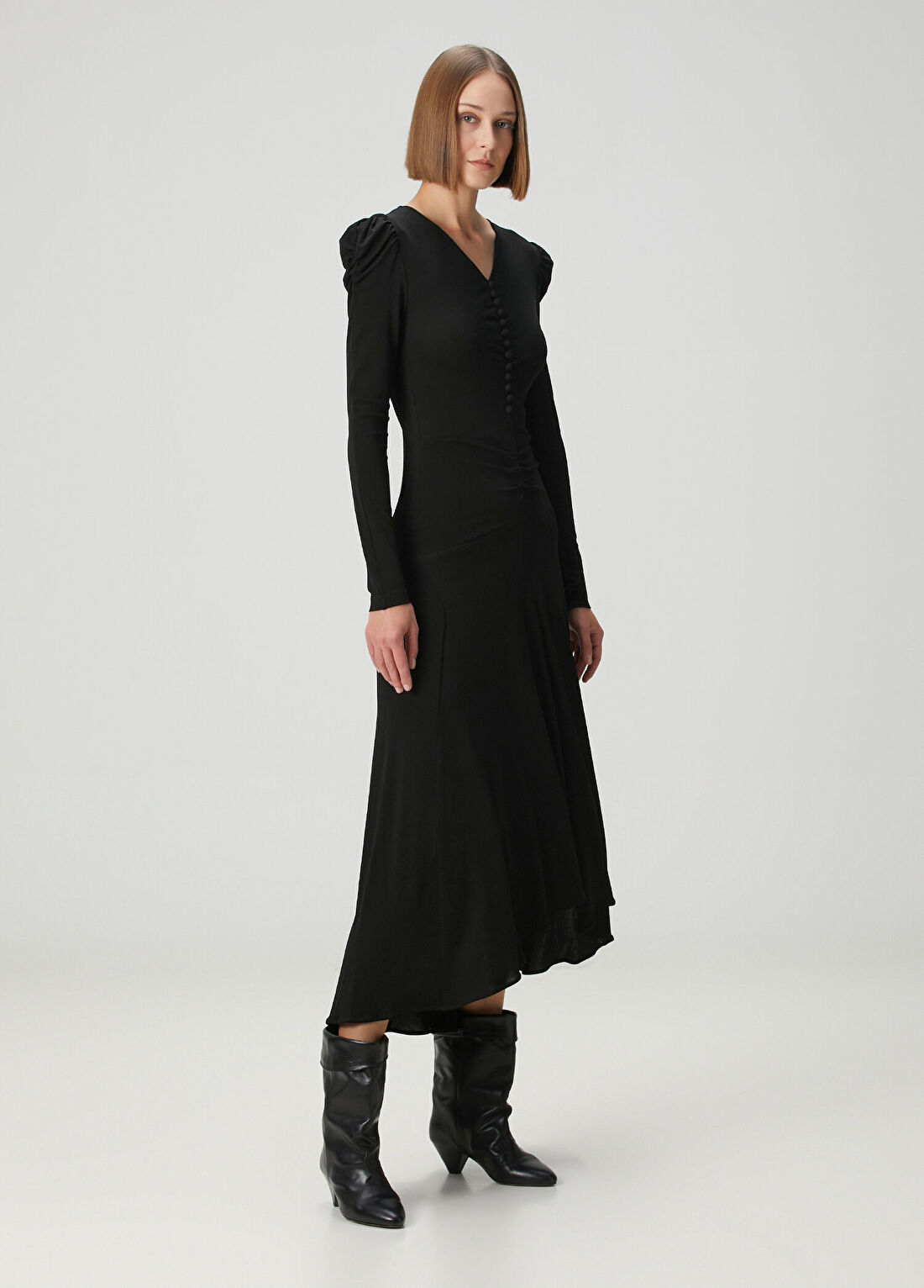 Isabel Marant Nejma Siyah Midi Elbise görsel 3