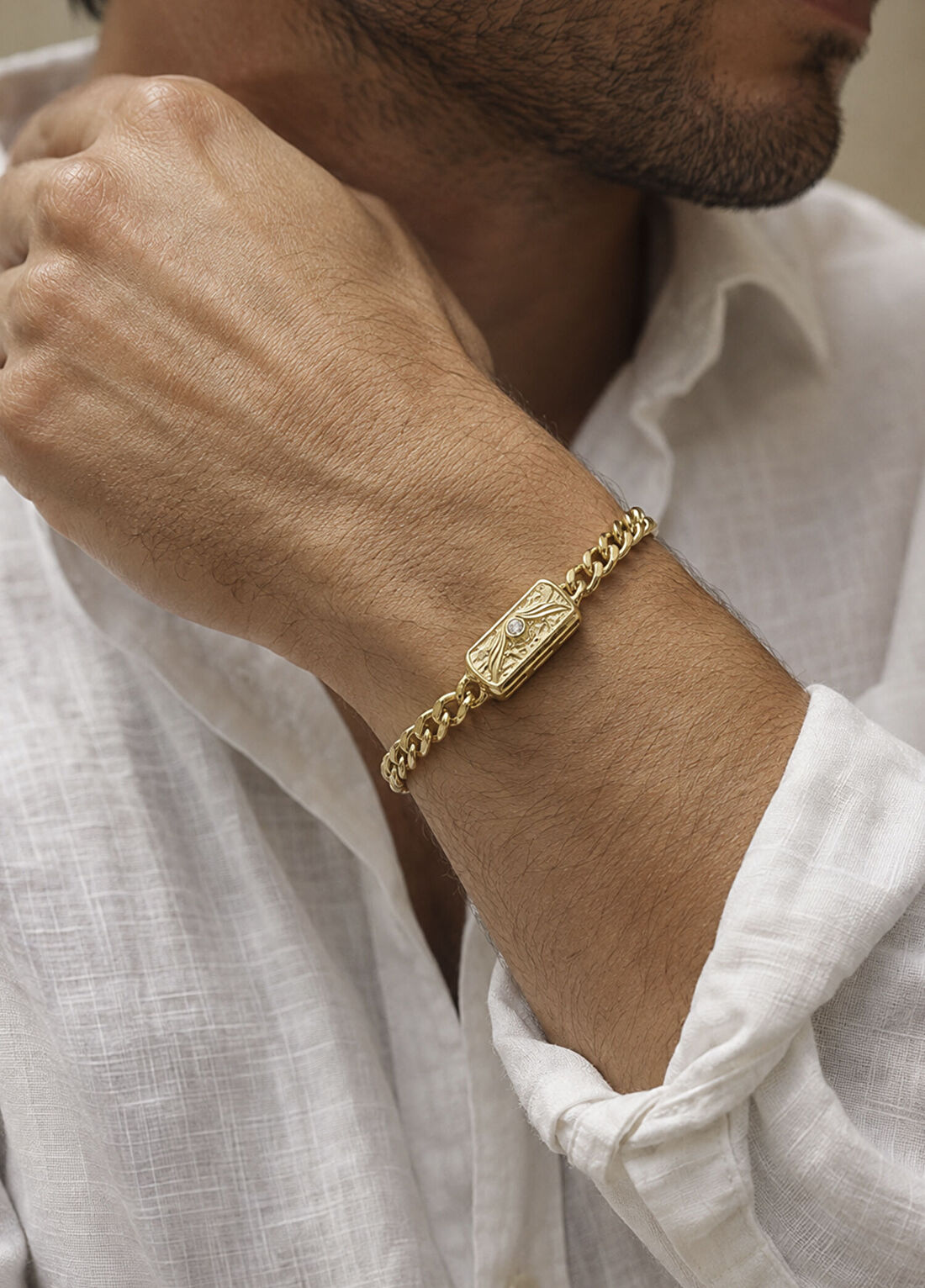Chaseldor Golden 925 Ayar Gümüş Erkek Bileklik görsel 3