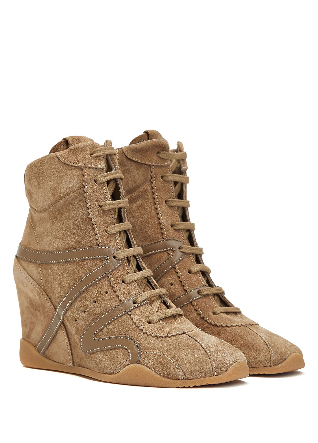 Giuseppe Zanotti Top Wedge Bej Kadın Süet Sneaker görsel 2