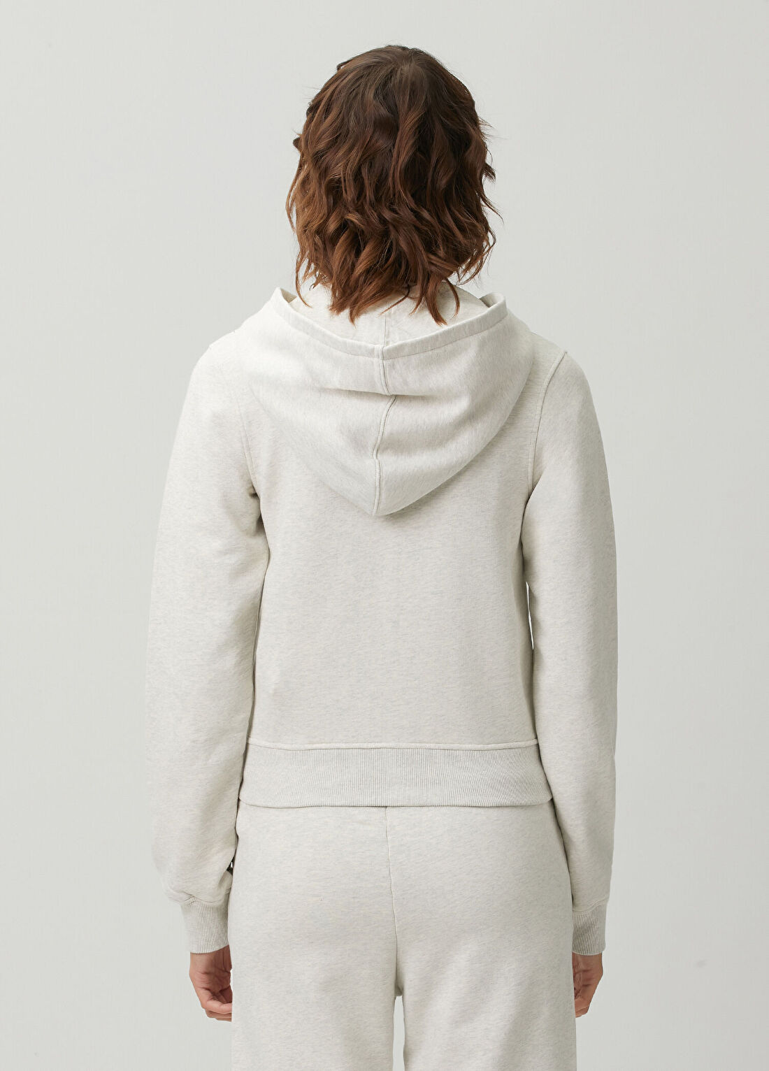Off-White Gri Kapüşonlu Fermuarlı Sweatshirt görsel 4