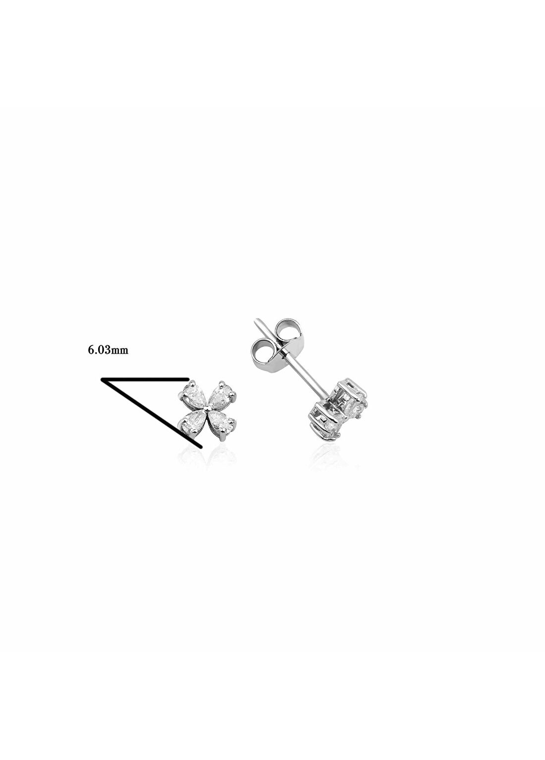 Mov Diamond Amour Çiçek Tasarımlı Pırlanta Taşlı 14 Ayar Altın Kadın Küpe görsel 2