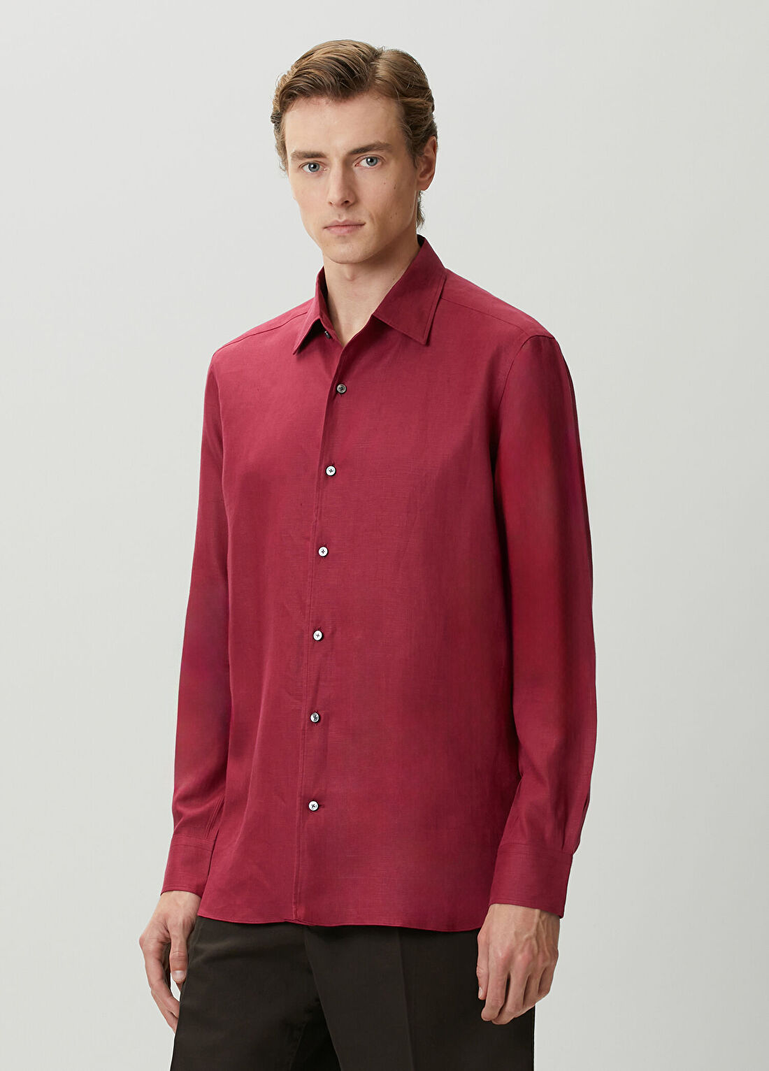 Zegna Koyu Pembe Keten Gömlek