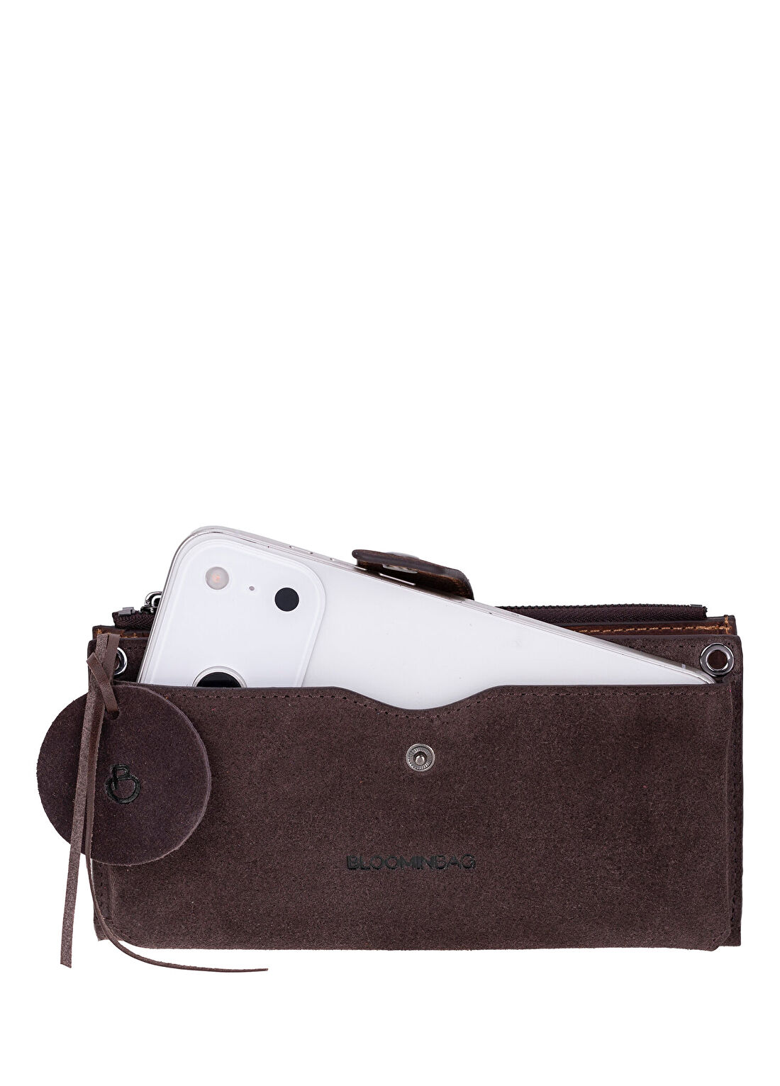 Bloominbag Mocha Still Lozan Kahverengi Süet Çapraz Askılı Telefon Bölmeli Kadın Cüzdan Çanta görsel 2
