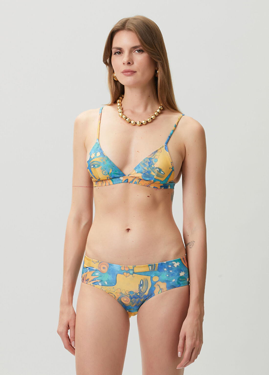 Donde Esteban El Beso Mavi Sarı Üçgen Bikini Üstü