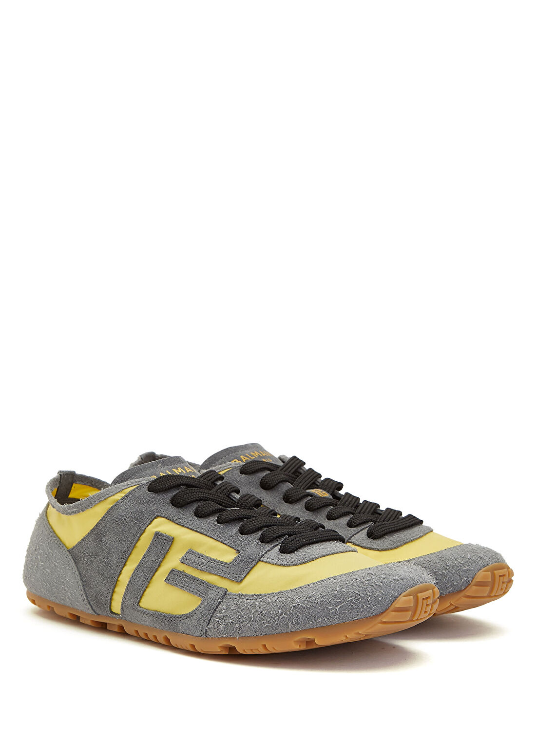 Balmain Racer Sarı Gri Erkek Süet Sneaker görsel 2