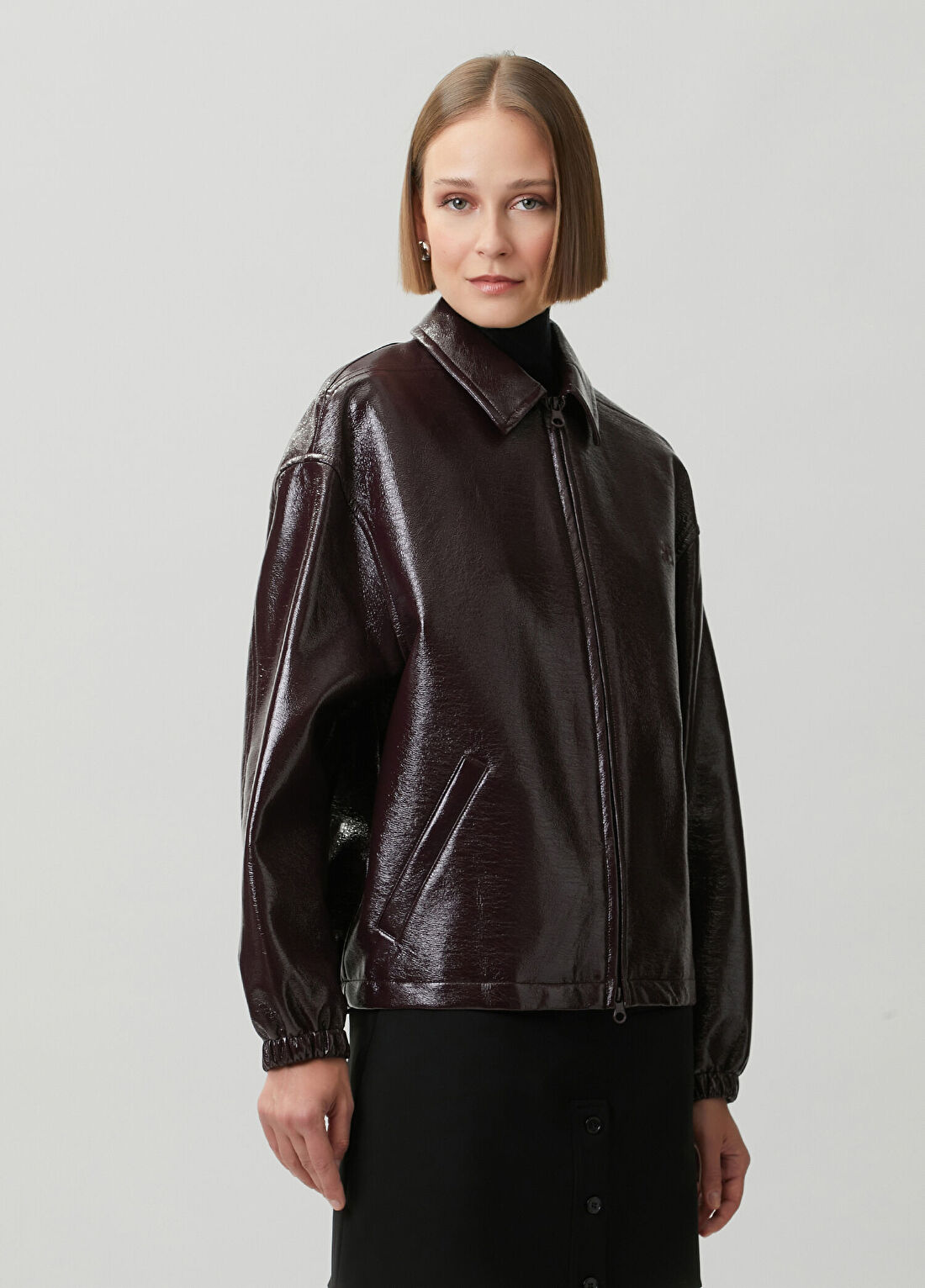 Courreges Mürdüm Vinil Bomber Mont görsel 3