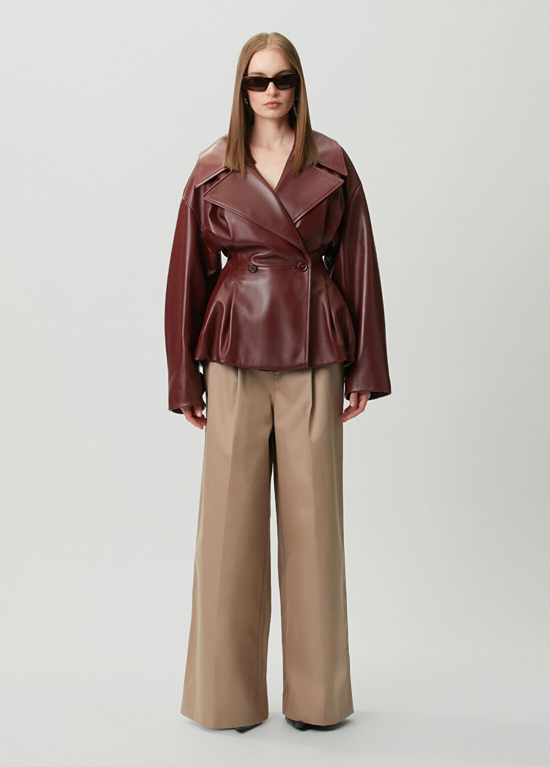 Balenciaga Açık Bej Pileli Pantolon