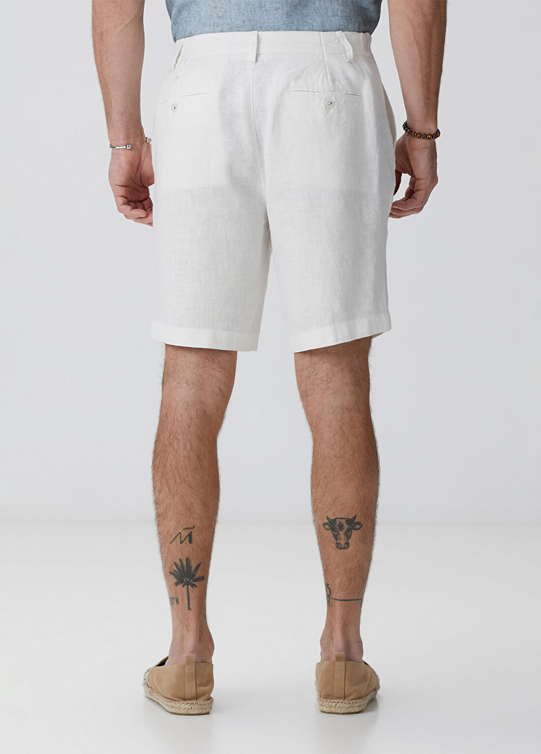 Network Kırık Beyaz Keten Şort görsel 3