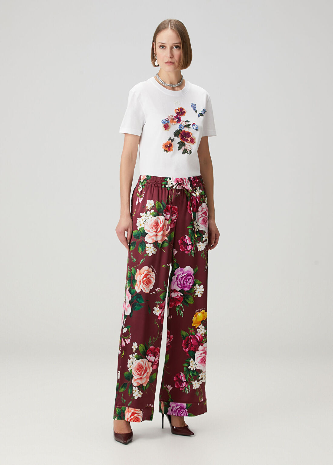 Dolce&Gabbana Çiçek Desenli İpek Pantolon