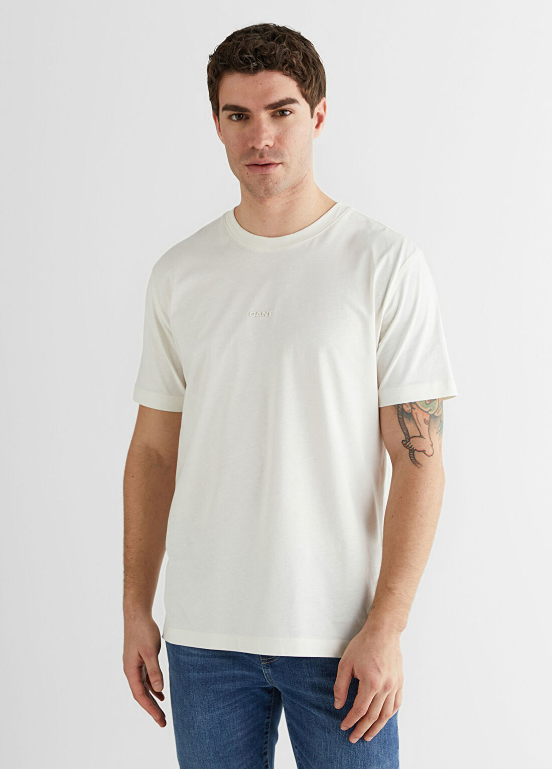 Gant Beyaz Baskılı Kısa Kollu Erkek T-Shirt