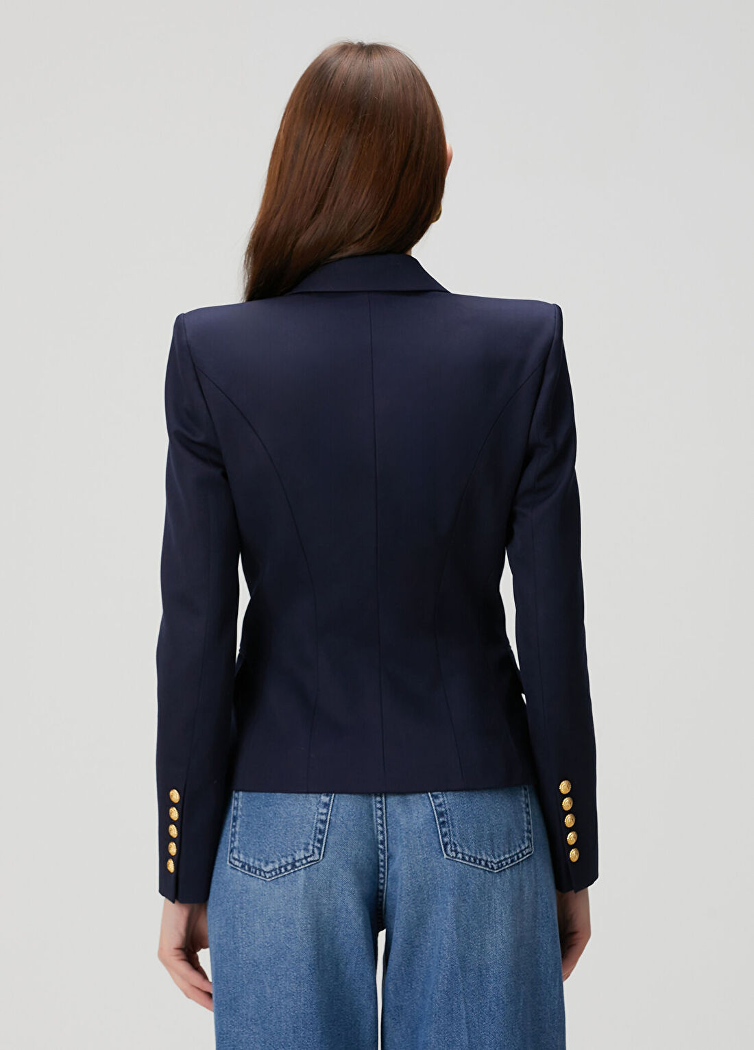 Balmain Lacivert Kruvaze Yün Ceket görsel 4