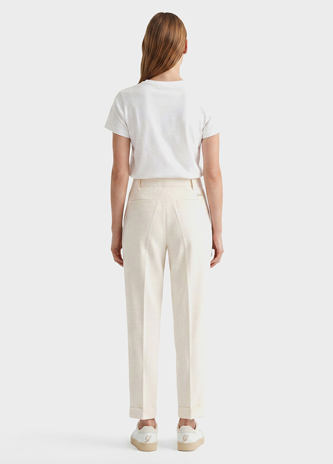 Gant Krem Rengi Düz Paça Regular Fit Kadın Pantolon görsel 2