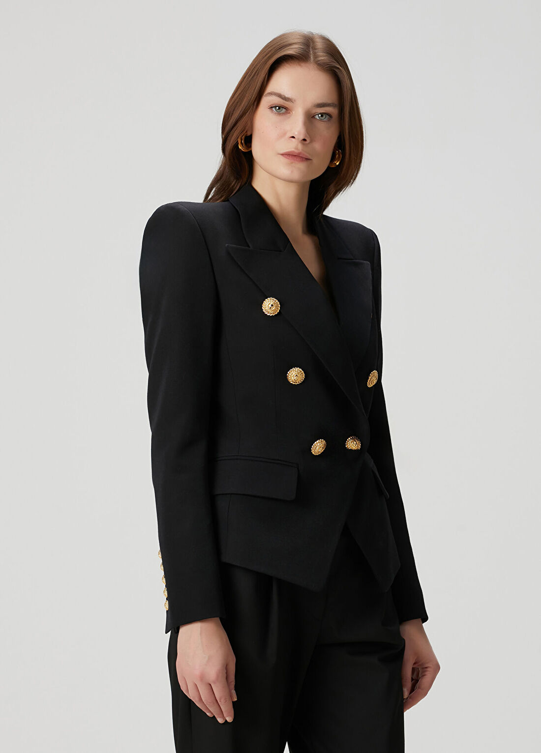 Balmain Siyah Kruvaze Yün Ceket görsel 3
