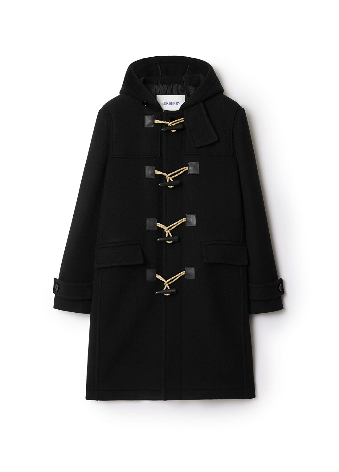 Burberry Giu Duffle Siyah Yün Erkek Palto