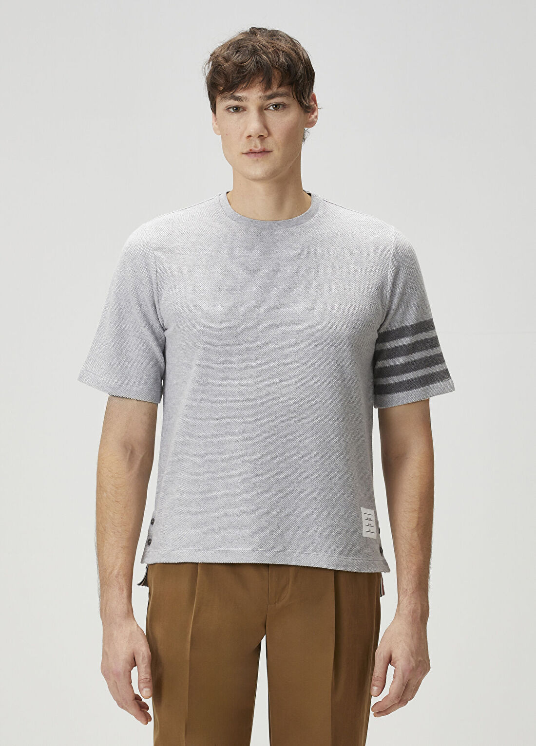 Thom Browne Gri Şerit Detaylı T-shirt