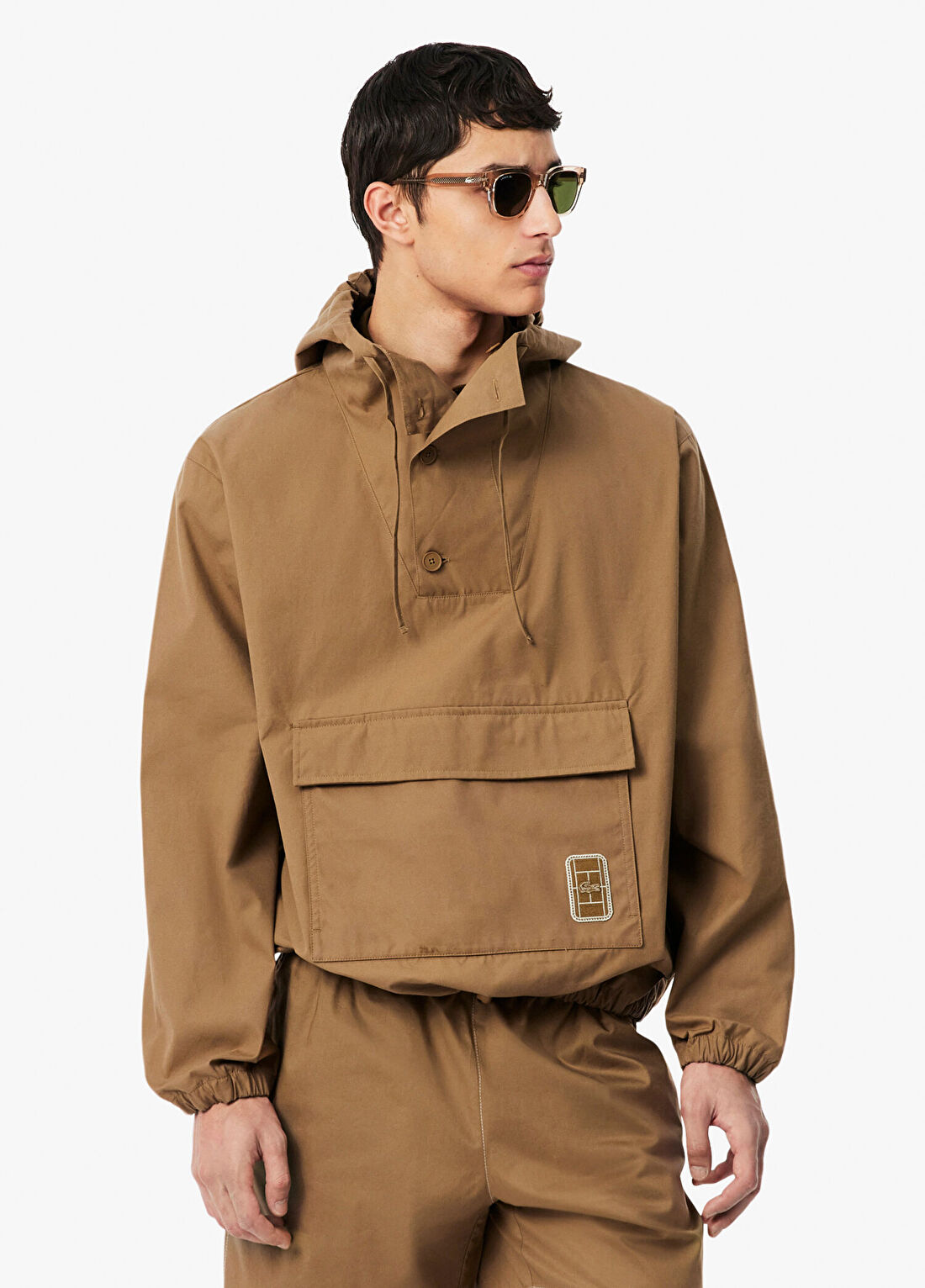 Lacoste Kahverengi Kapüşonlu Erkek Yağmurluk