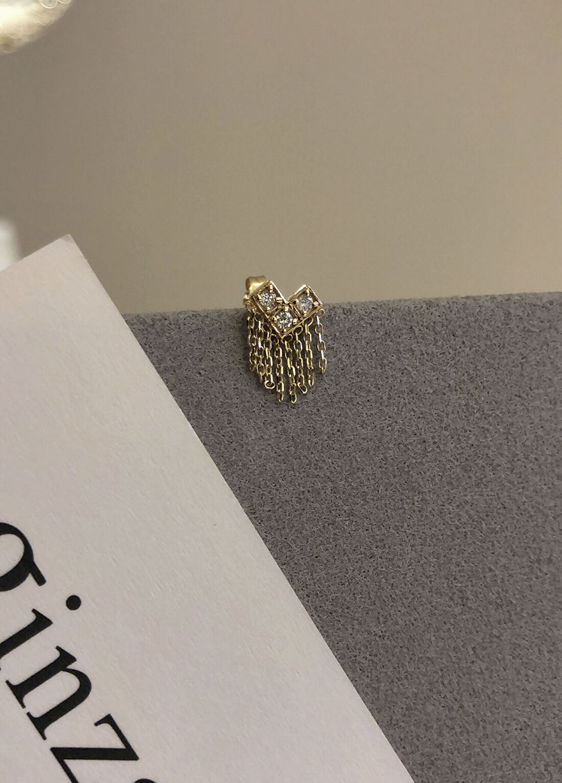 Ginza Design Jewelry Napoli Pırlanta Taşlı 14 Ayar Altın Kadın Tek Küpe görsel 3