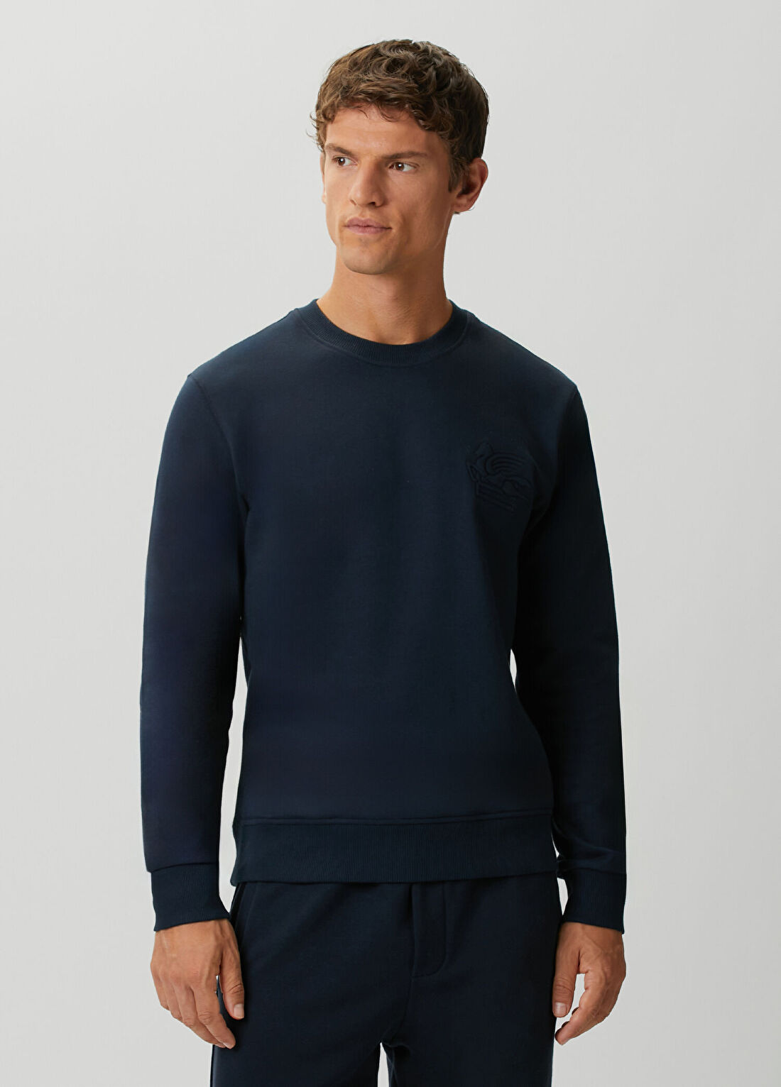 Etro Lacivert Logo Nakışlı Sweatshirt