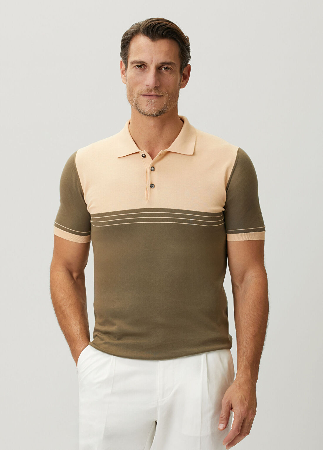 Kiton Yeşil Polo Yaka Colorblocked T-shirt