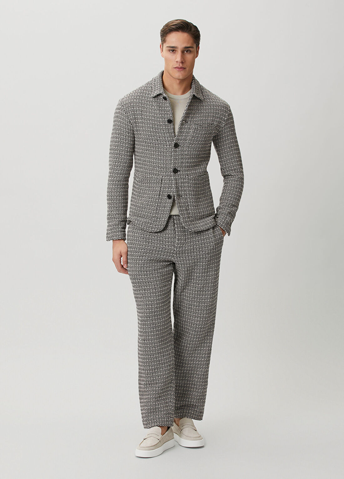 Meta Campania Collective ED Slim Fit Siyah Beyaz Örgü Dokulu Pantolon