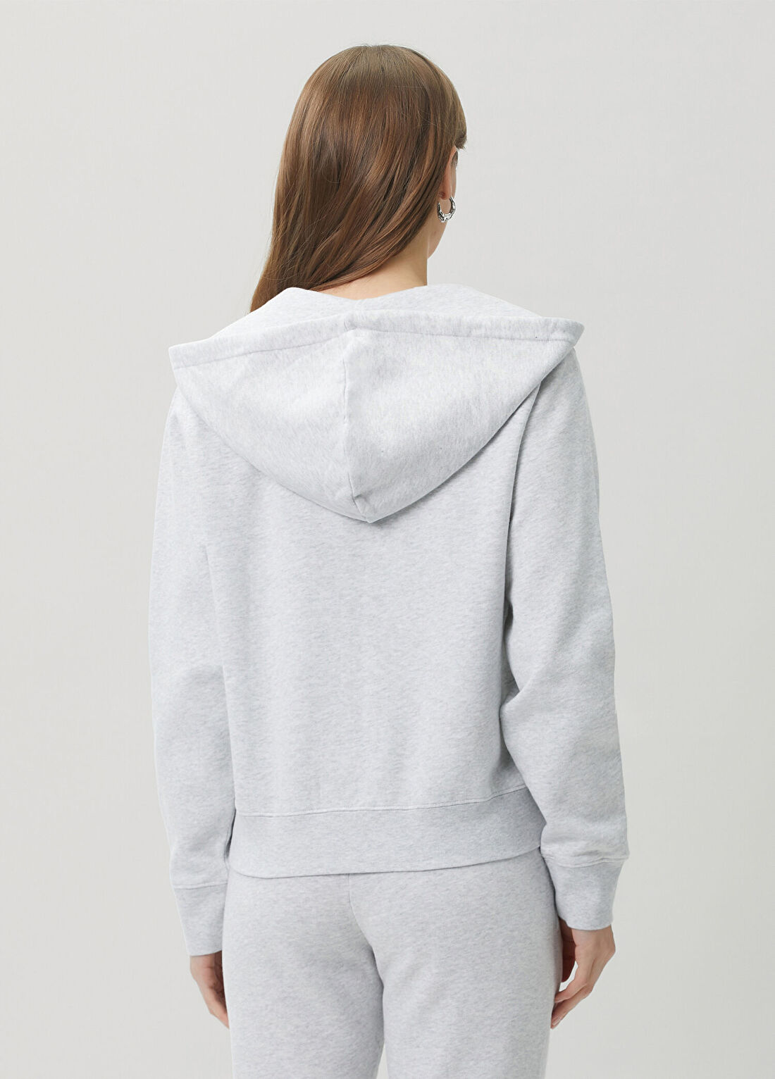 Anine Bing Casper Gri Kapüşonlu Fermuarlı Sweatshirt görsel 4