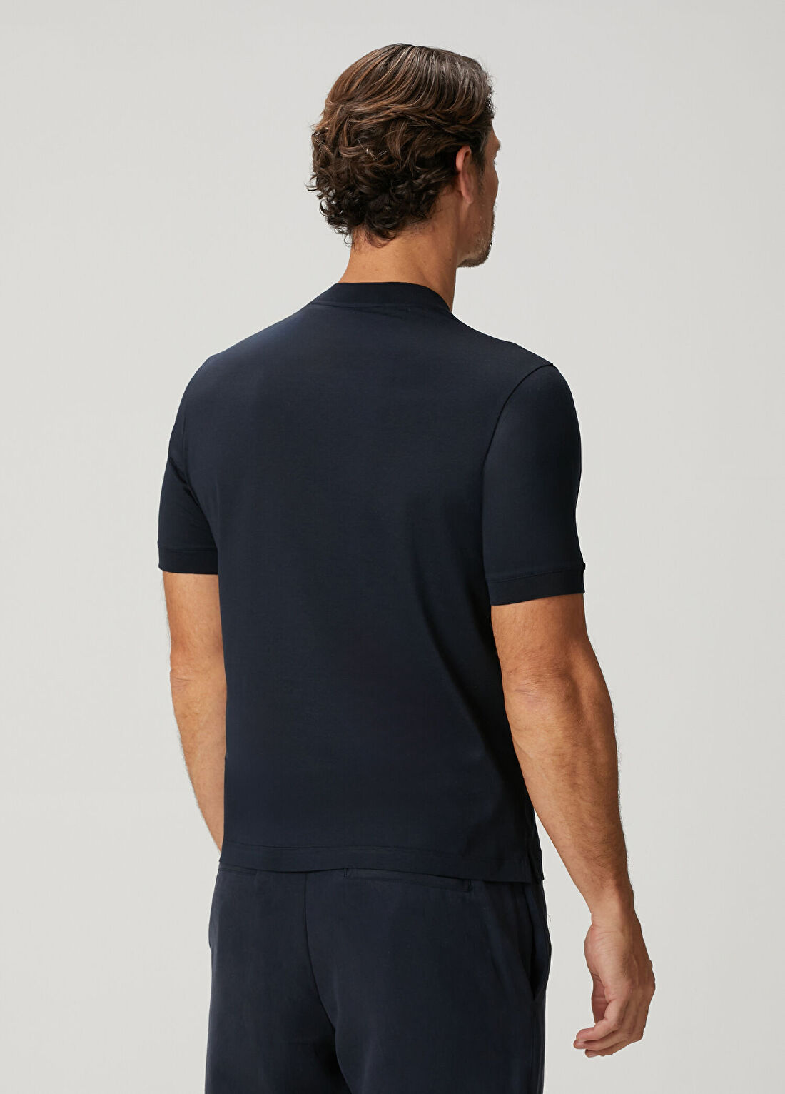 Canali Lacivert Basic T-shirt görsel 4