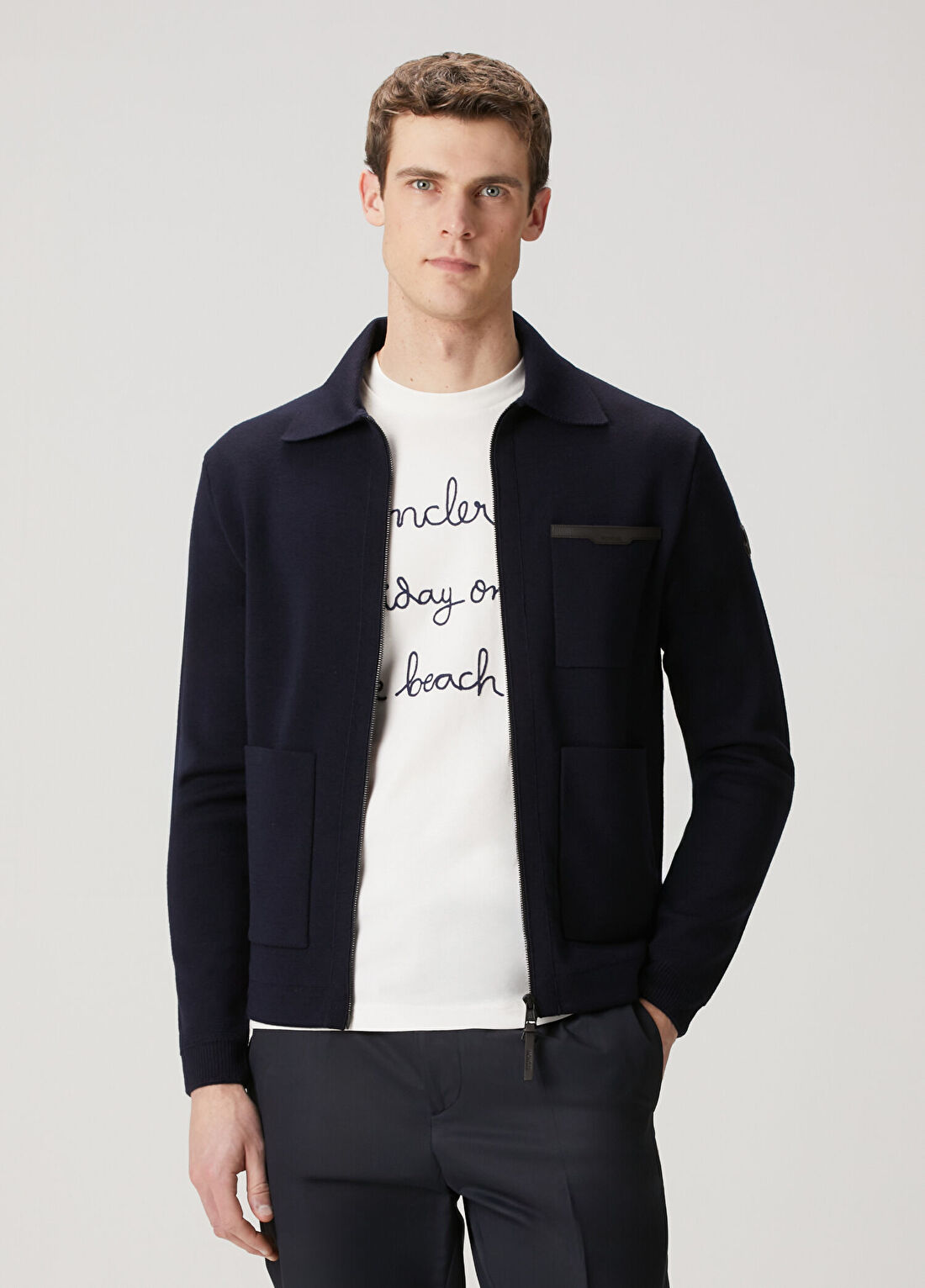 Moncler Lacivert Yün Triko Hırka