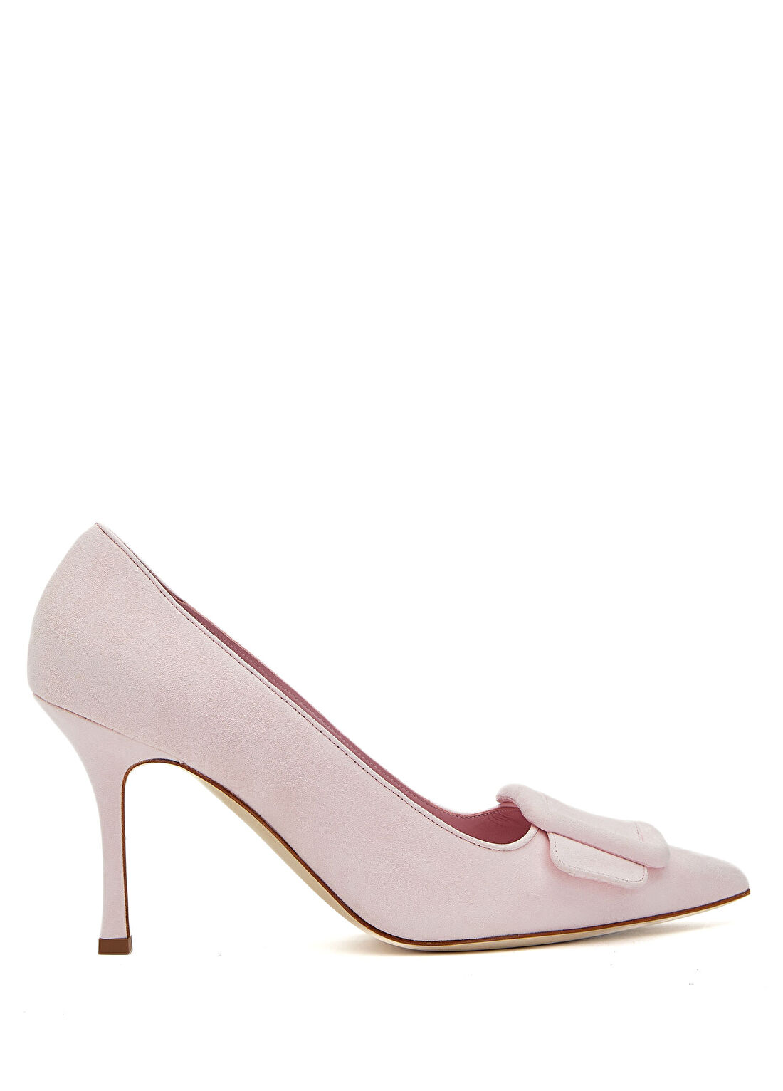 Manolo Blahnik Maysale Açık Pembe Süet Stiletto