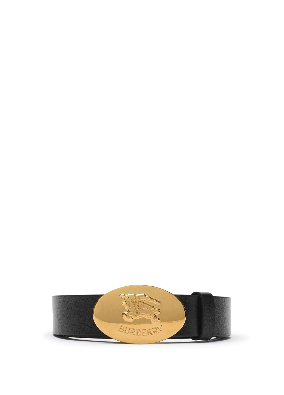 Burberry Reversible Leather Oval Knight Stamp Siyah Kadın Kemer