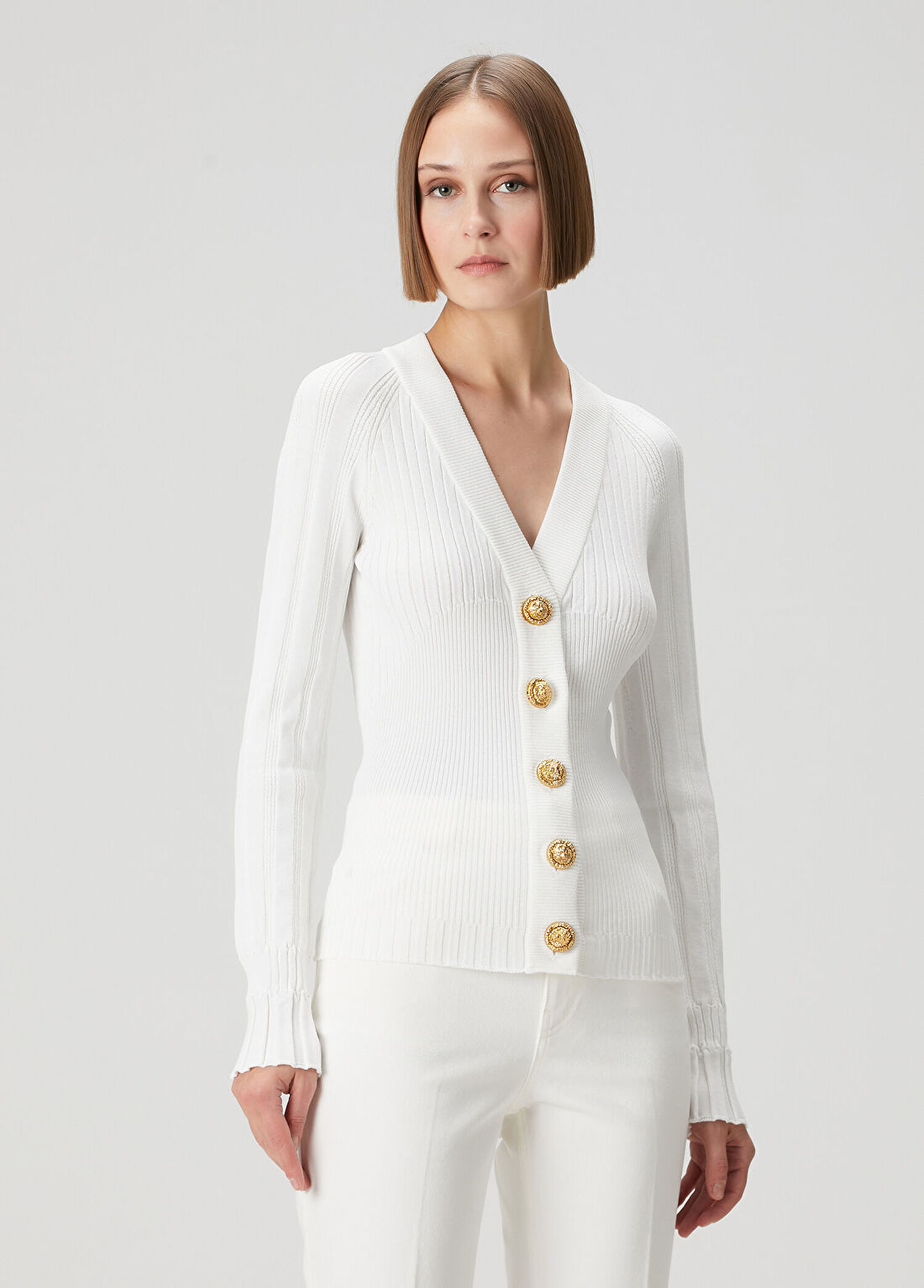Balmain Beyaz Ribli Hırka
