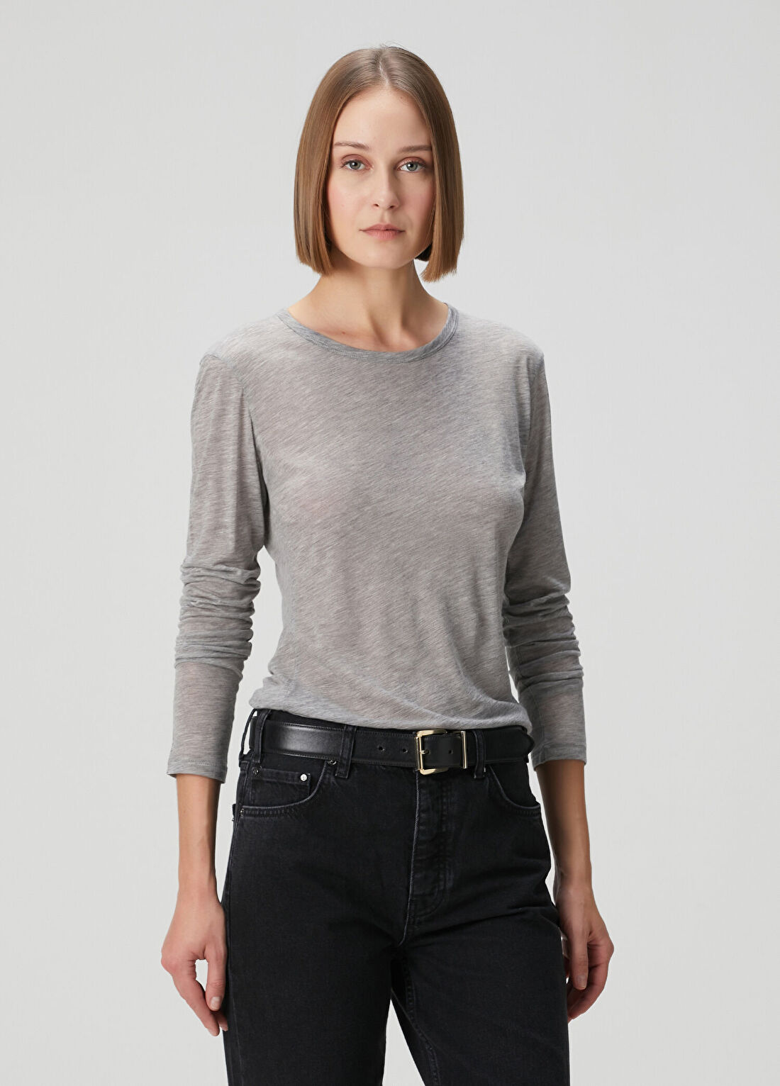 Anine Bing Sylvie Gri Uzun Kollu T-shirt
