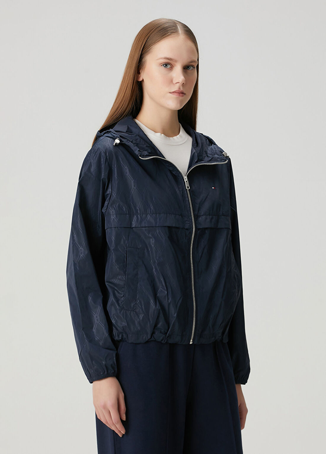 Tommy Hilfiger Lacivert Kapüşonlu Rüzgarlık Ceket görsel 3